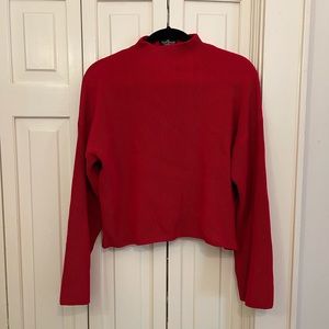 red cropped ribbed sweater